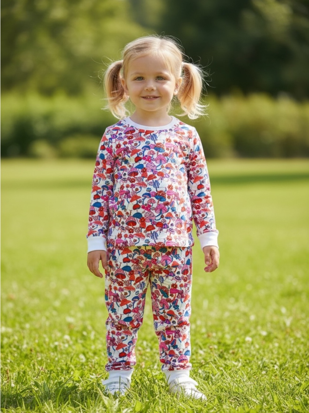 Rockets of Awesome Toddler Girls Mushroom Print Pajama Set 3T